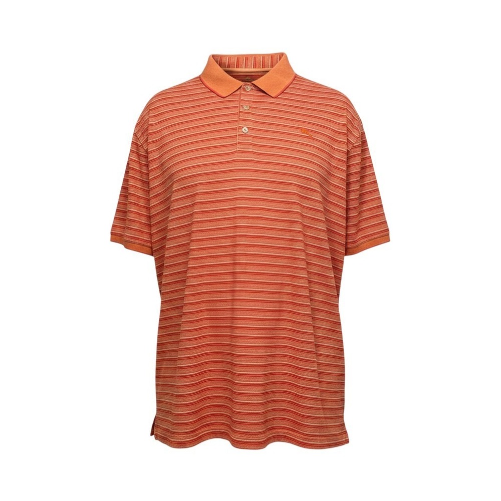 Tommy Bahama Polo Shirt 3XB Orange Striped Pima Cotton Blend Short Sleeve Marlin